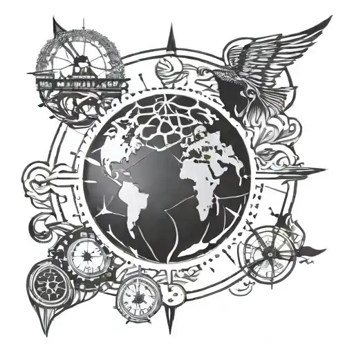 A Tattoo Featuring A Globe Or Compass To Represent The Client's Love For Traveling And Creating