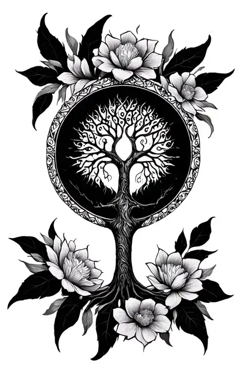 Nightwish Logo With Tree Of Life And Flower As A Mandala