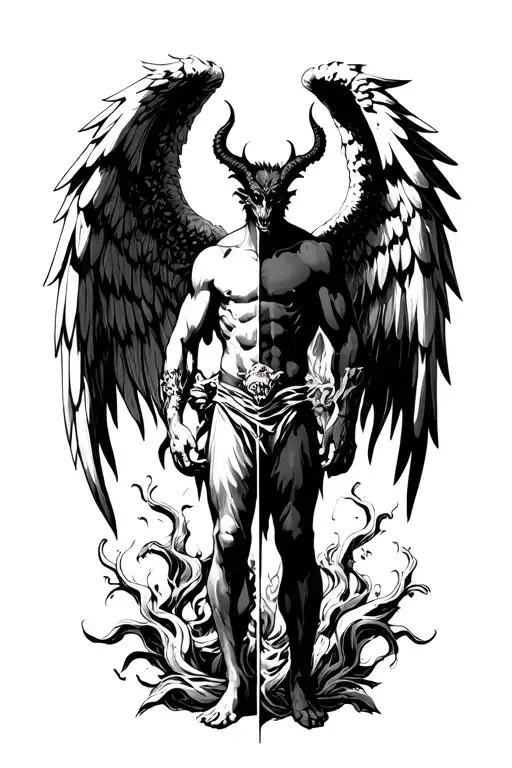 Angle And Demon Half Angel Men Standing