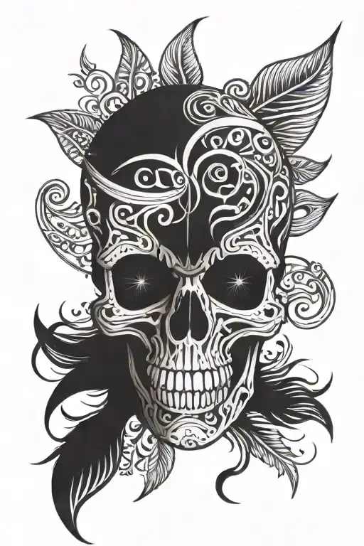 Skull Mixed With Tribal