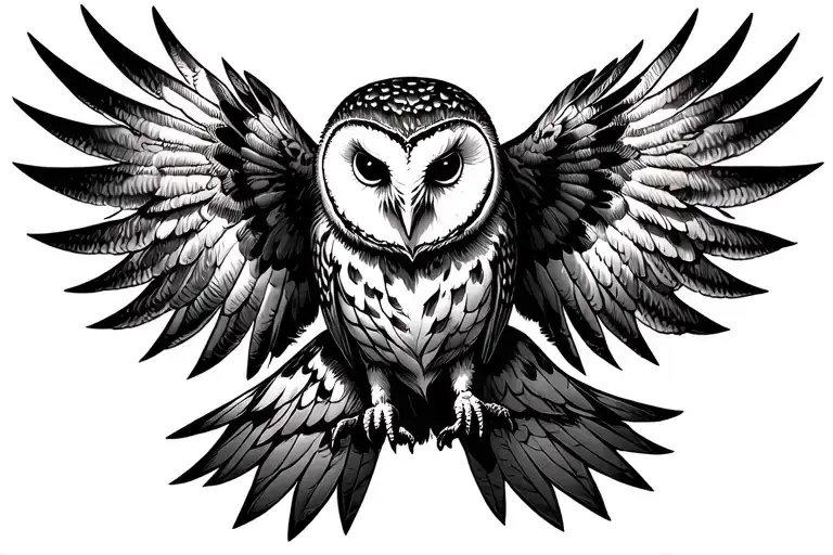 Gothic Flying Dark Barn Owl Flying