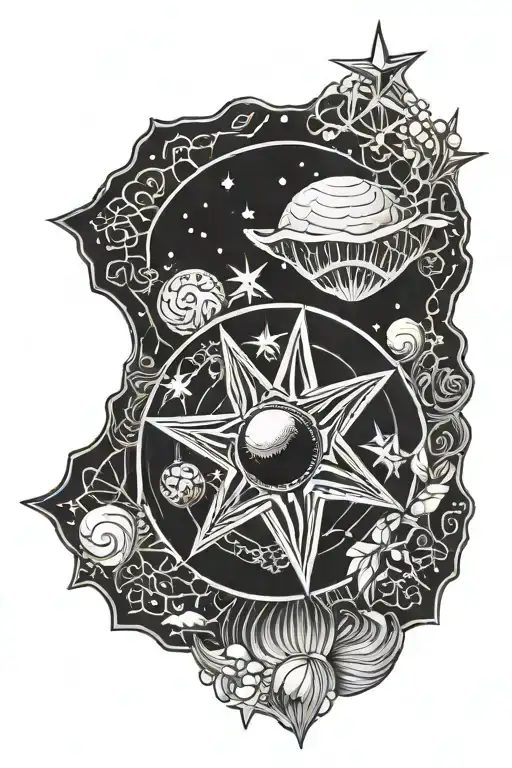 North Star And Calico Scallop Shell