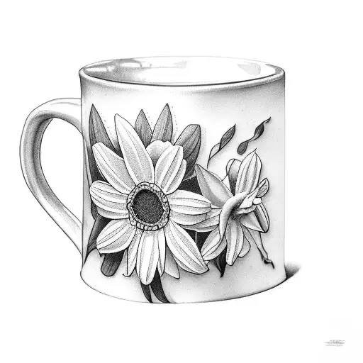 Daisy And Daffodil In A Coffee Mug