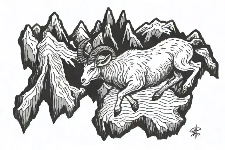 Leaping Mountain Goat