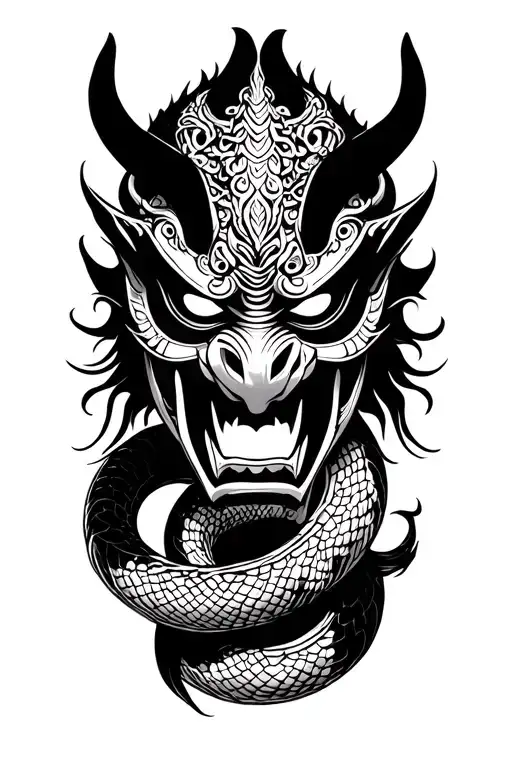Oni Mask With Snake