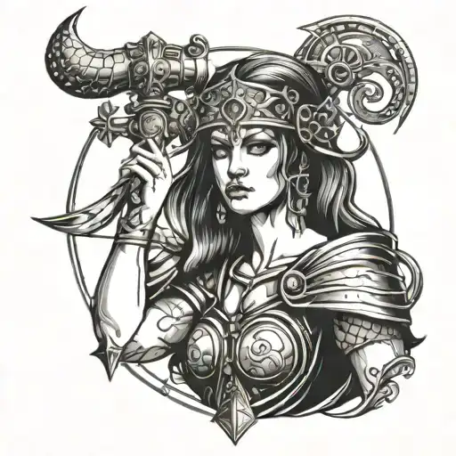 A Celestial Warrior Representing The Virgo And Libra Zodiac Signs