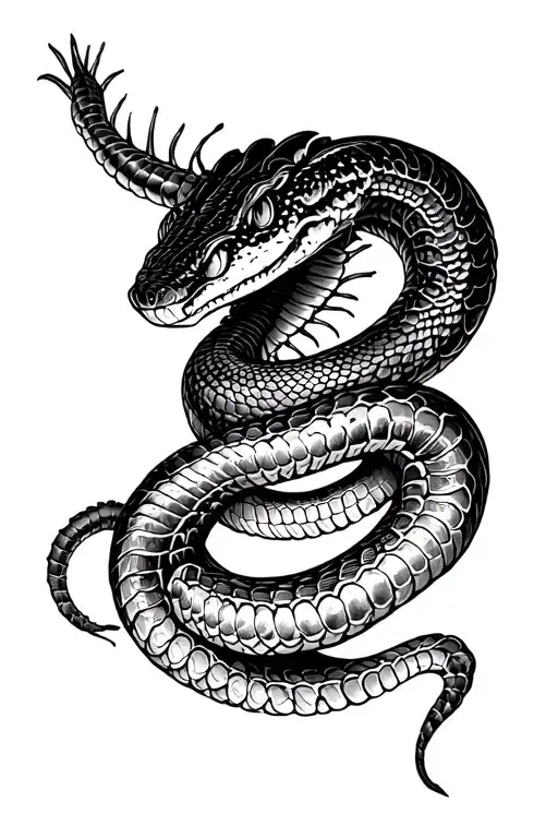 Snake Coiling Around Arm Wearing Millipede As Armor