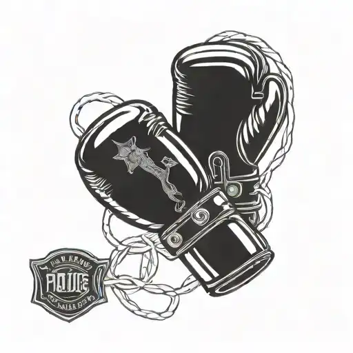 Boxing Gloves Intertwined With Police Badge