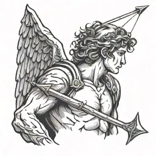 Angel Holding An Arrow Up His Head