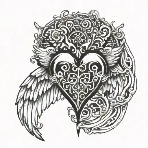 Heart With Spread Angel Wings