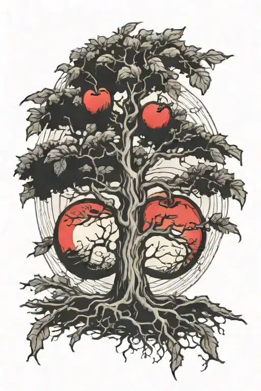 Tree With A Single Red Apple