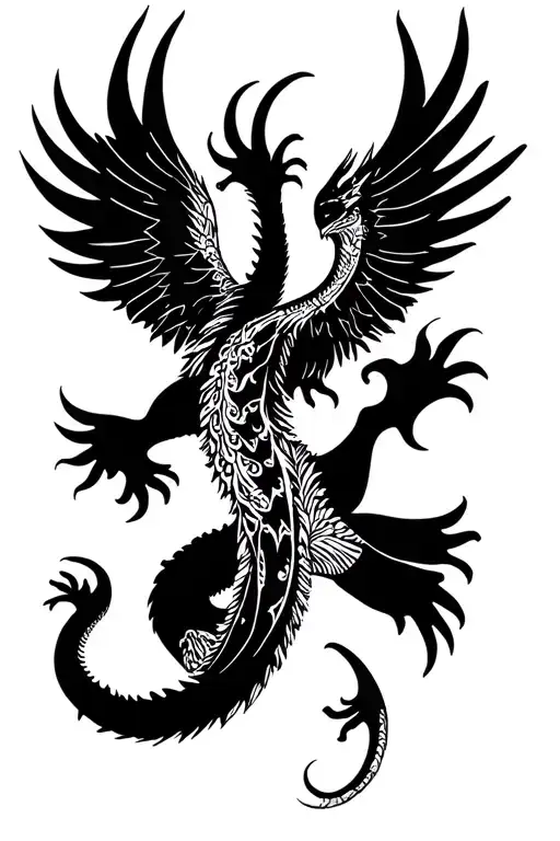 Lizard Phoenix Hybrid Creature Combining Elements