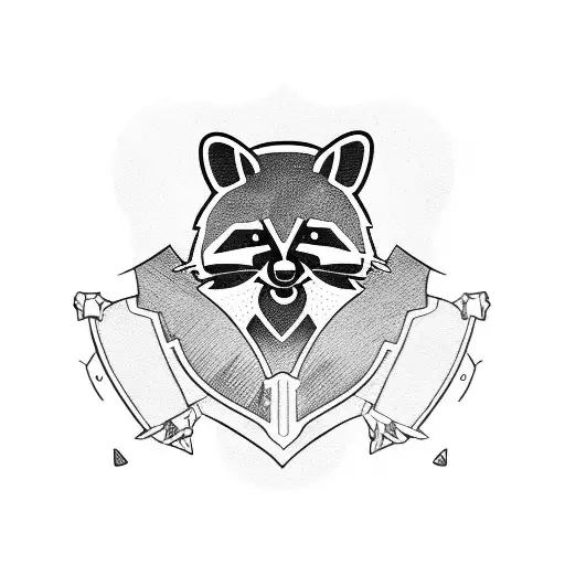 A Racoon With Military Helmet Shooting