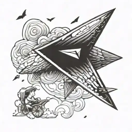 Paper Airplane Flying Launched By Children Playing