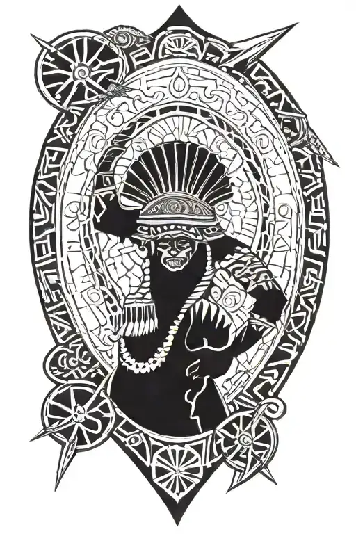 African Tribal Band Sleeve That Includes The Kenyan Shield And Spears