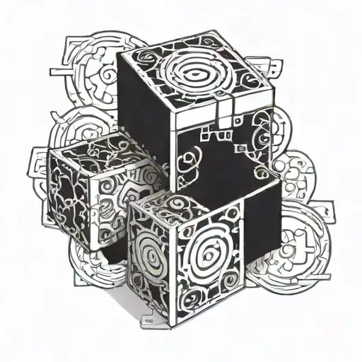 Black Boxes With White Design In Them