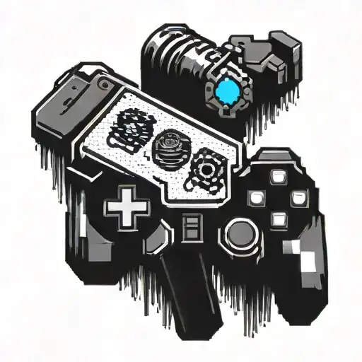 A Pixelated Police Badge Merging With A Gaming Controller