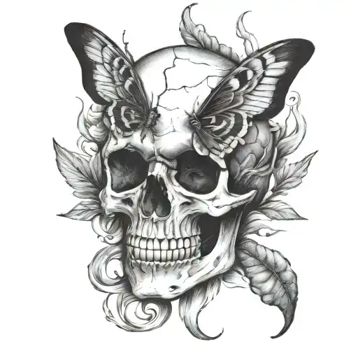Skull And Moth And Smoke