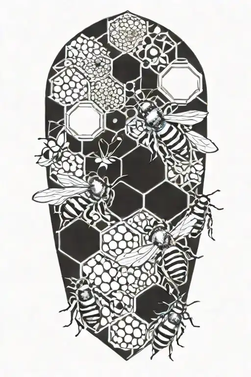 Honey Bees And Hive Pattern Incorporating Elements