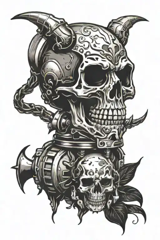 Grenade Skull And Masked Demon Chania