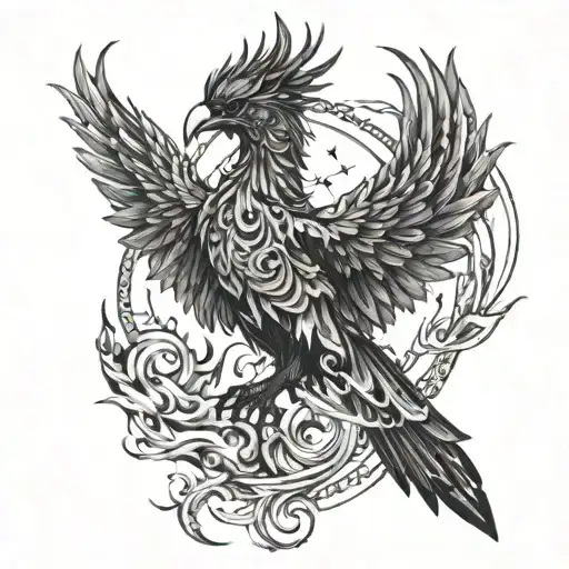 A Phoenix Rising From The Ashes With A Motivational Quote Intertwined In Its Wings