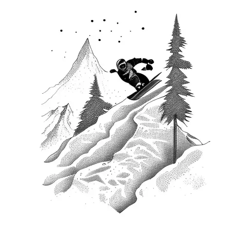 A Snowboarder Catching Air Over A Mountain Range