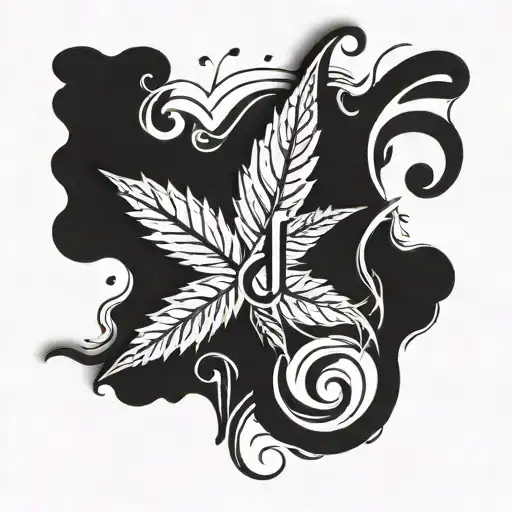 A Tattoo Of A Marijuana Leaf Shaped Like A Music Note To Showcase Your Love For Music And Weed