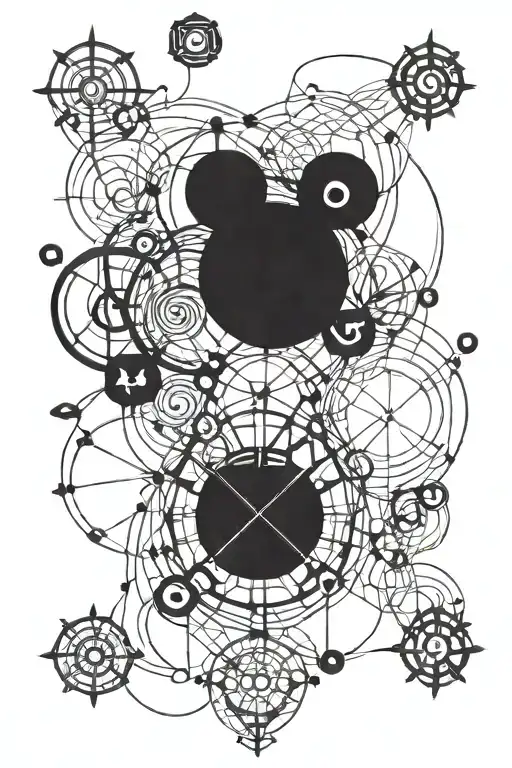 A Tattoo Design Featuring A Network Of Interconnected Symbols Representing Family And Friends