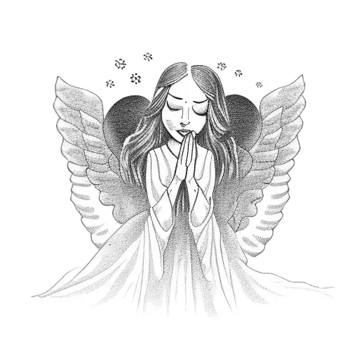 Mom As An Angel Holding Daughters Hand