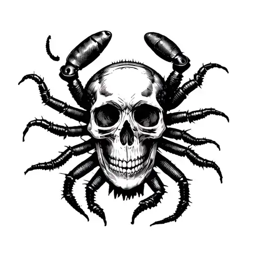 Skull And Centipede Wrapping Around It