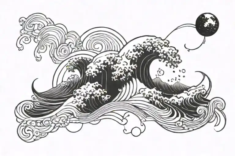 Space And The Ocean Wave Merging