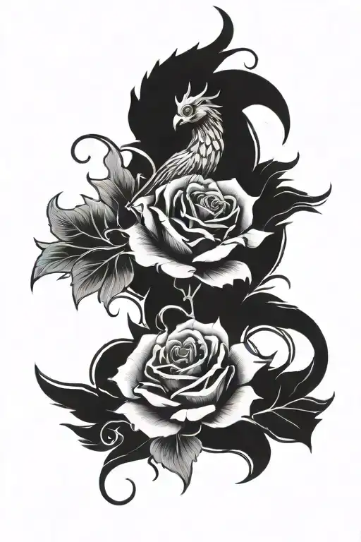 A Rose And 2 Phoenix Rising
