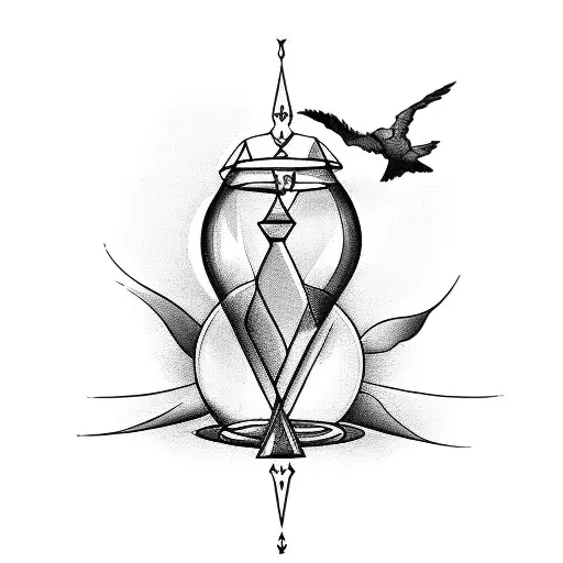 Hourglass With Doves Flying Out
