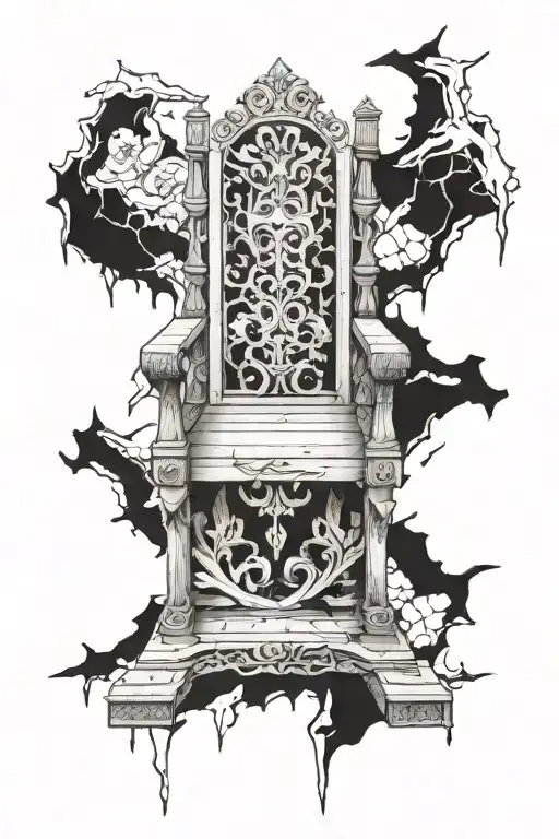 Throne Made Of Wood And Broken