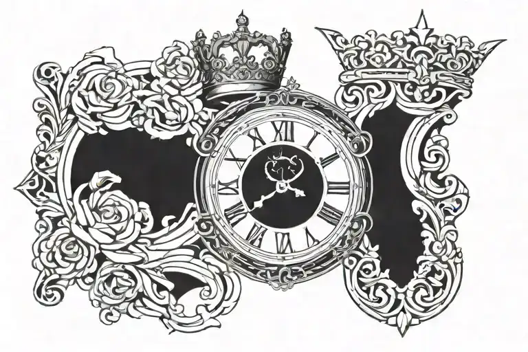 Script Writing Roman Numeral Clock Crown