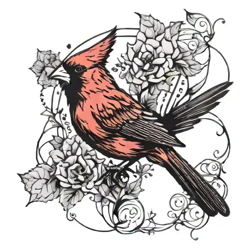A Cardinal Bird With A Quote Intertwined
