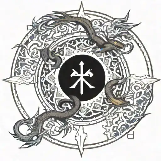 A Healing Mandala Design With A Dragon At Its Center