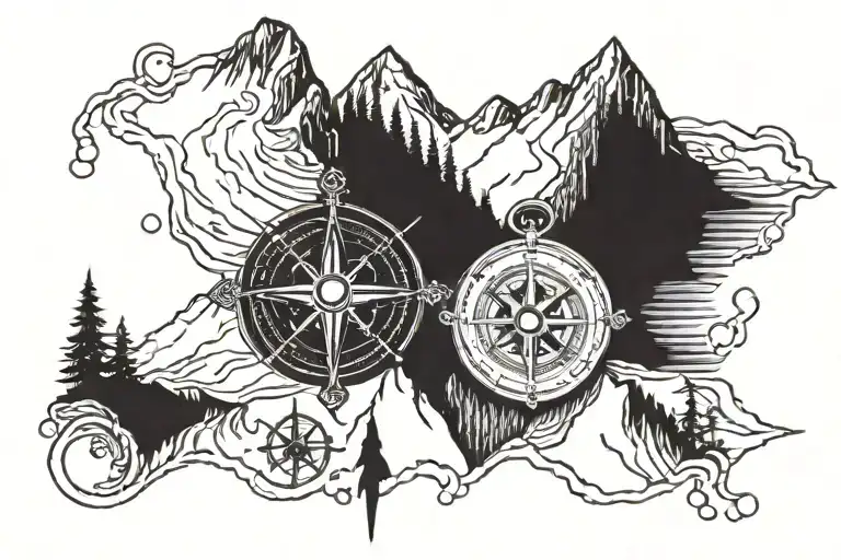 Compass Surrounded My Mountain Peak Surrounded My Mountain Range