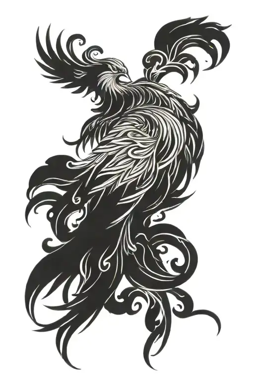 Phoenix Created By The Tail With Ink
