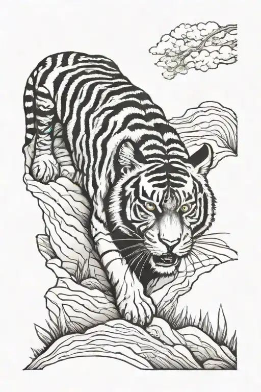 Tiger Going Down A Hill