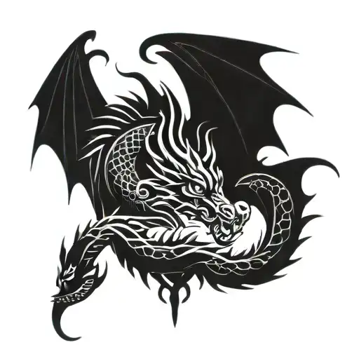 Dragon Tattoo Featuring Iconic Symbols Representing The Client's