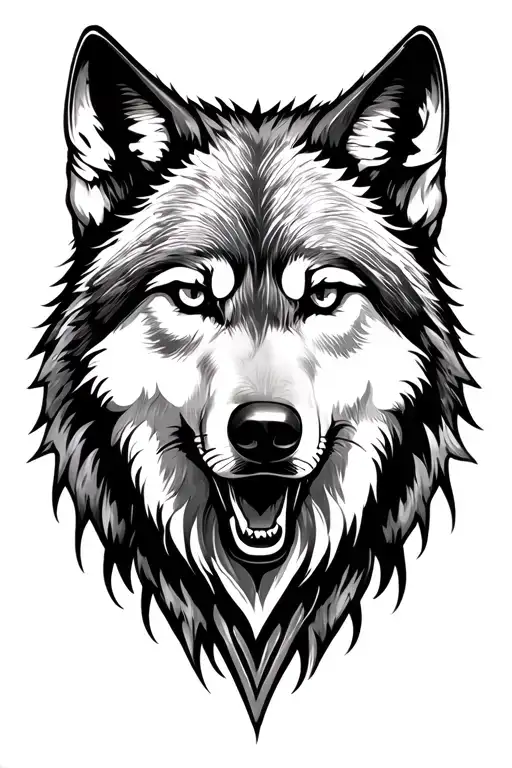 Wolf Face Tattoo Design