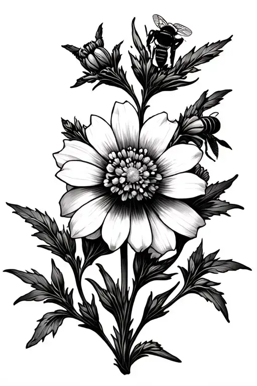 Larkspur Flower With Bee Sitting Alone