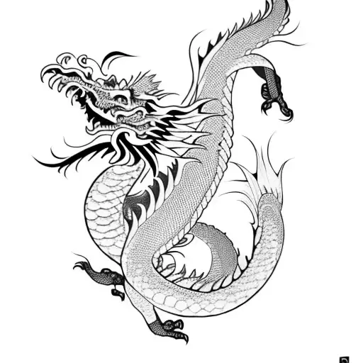 Asian Dragon With Peonies