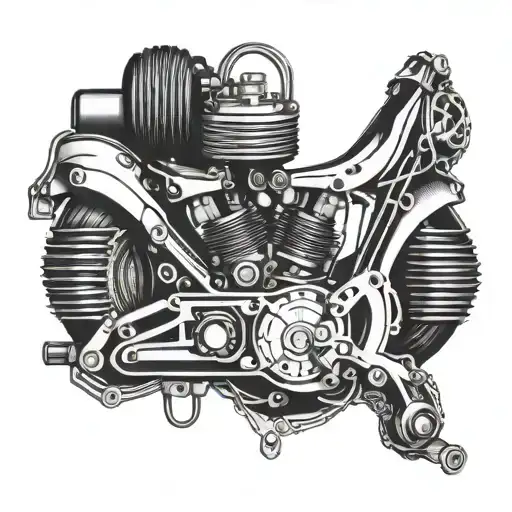 A Motorcycle Engine Intertwined With Eletric Guitar Strings