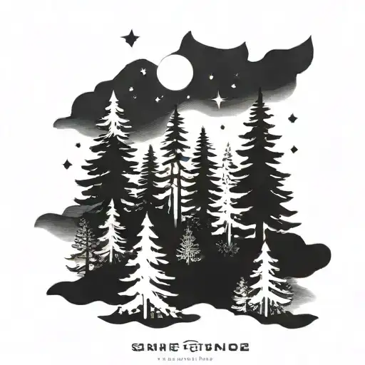 Coniferous Forest Sky Stars