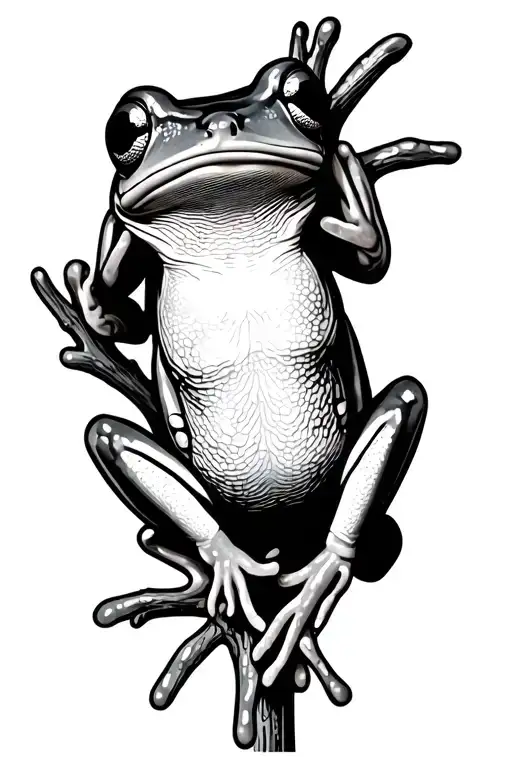 Tree Frog On Branch With Jlm Etched Seamlessly