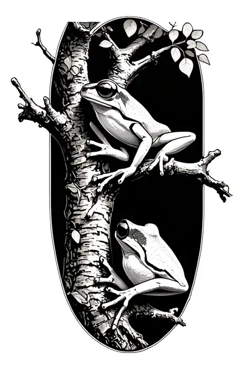 Tree Frog On Branch With Jlm Etched Inside Of The Tree