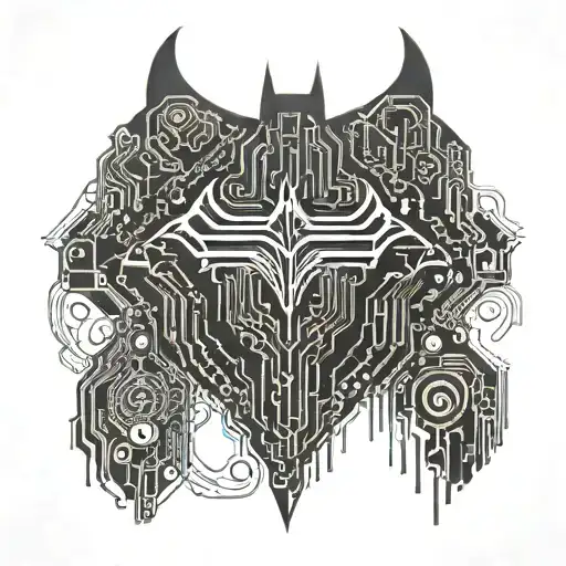 A Futuristic Batman Symbol Incorporating Circuit Board Elements
