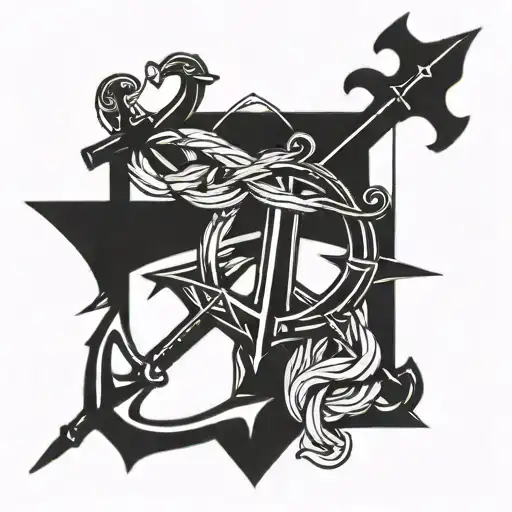 Oar And Anchor Intertwined Within